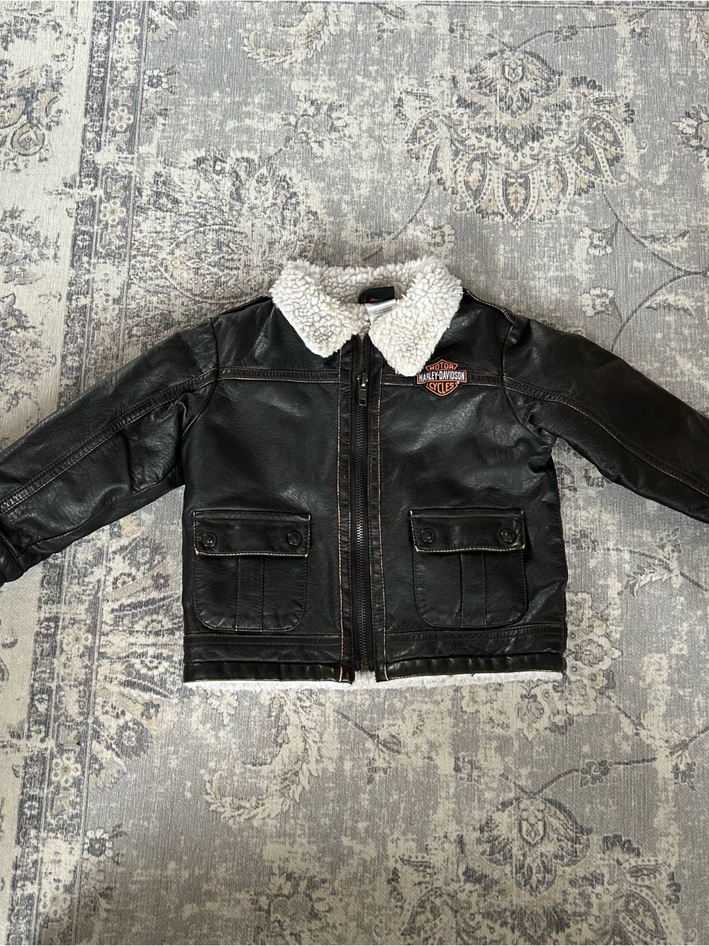 Harley-Davidson Boys Black Faux-Leather Sherpa Jacket